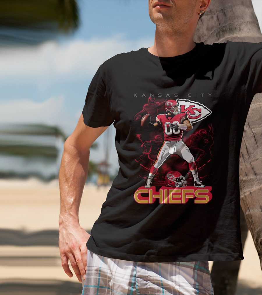 Kansas City Chiefs Football Player With Kc Helmet T-Shirt