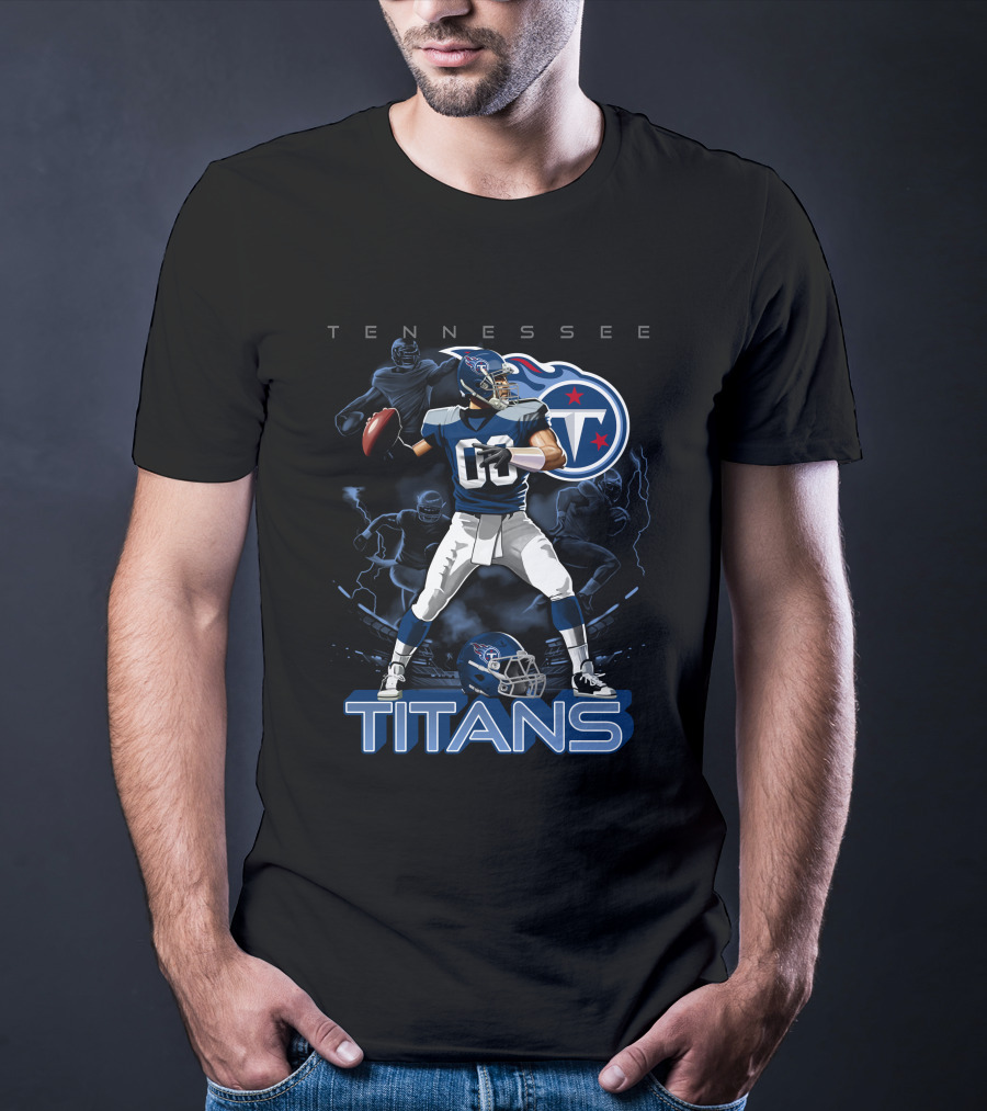 Tennessee Titans Football Player With Logo And Helmet T-Shirt