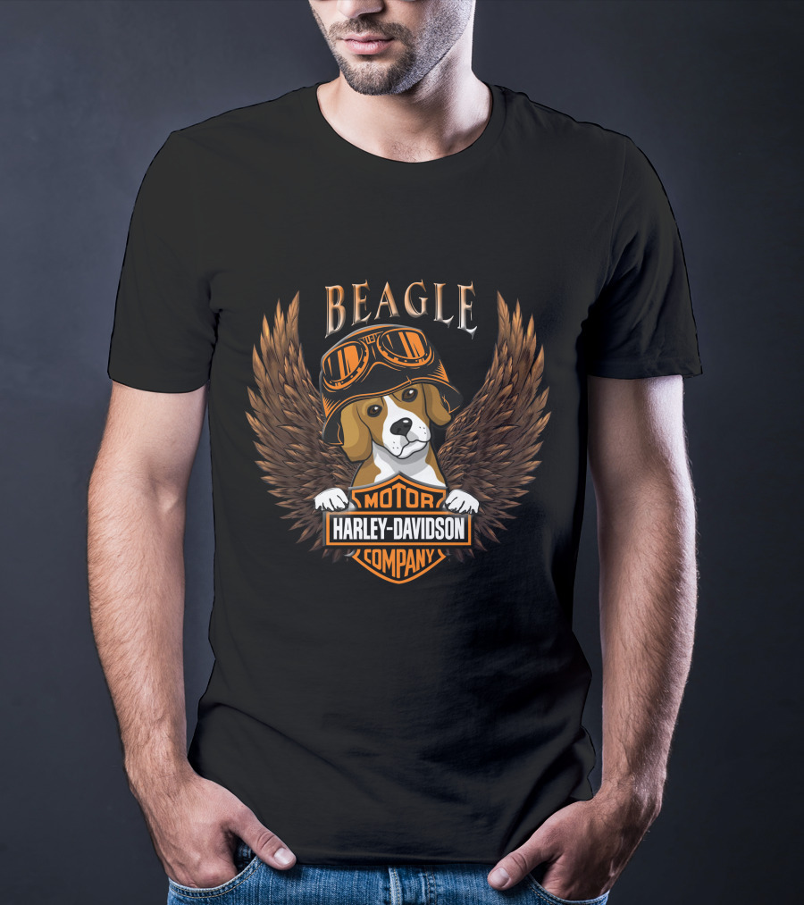 Beagle Harley Davidson Motor Company Winged T-Shirt
