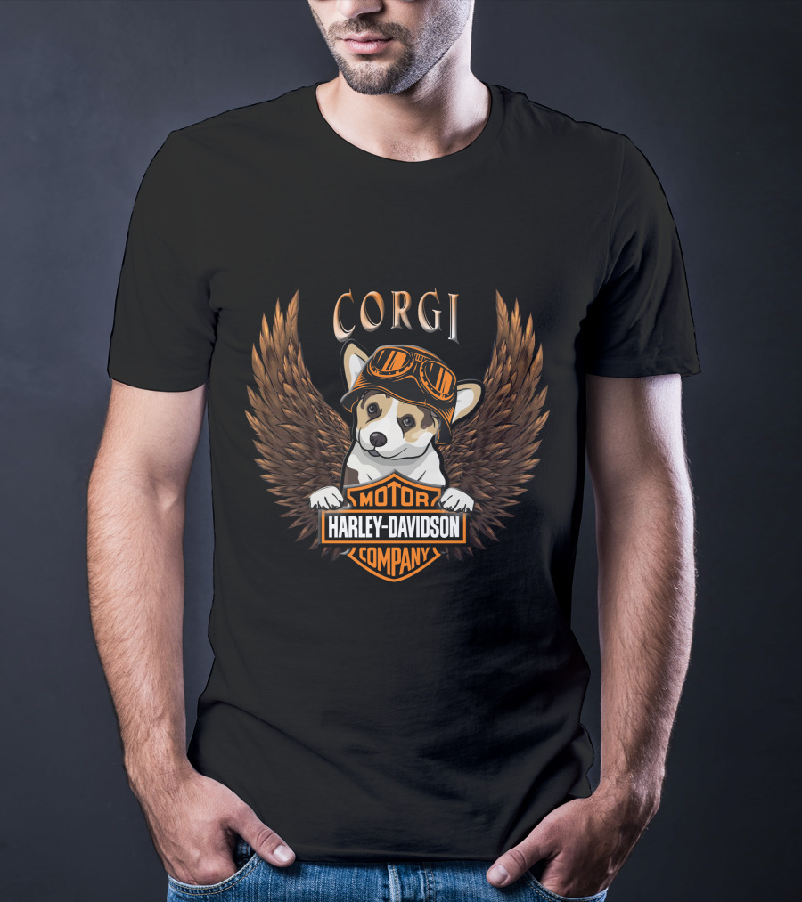 Corgi Harley Davidson Motor Company Winged Goggles T-Shirt