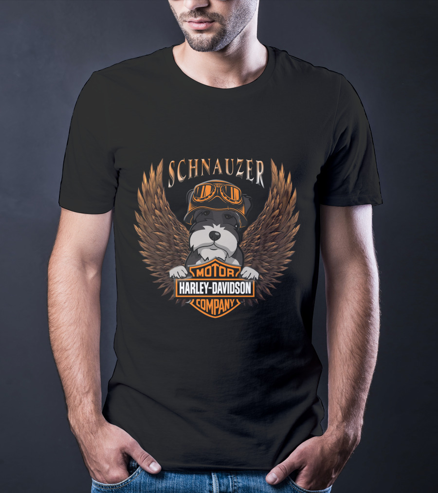 Schnauzer Harley Davidson Motor Company Wings Goggles T-Shirt