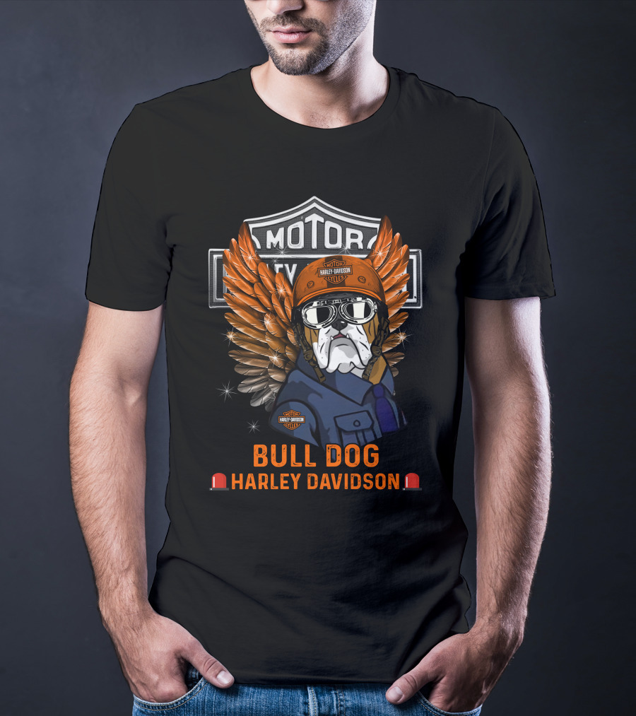 Bull Dog Harley Davidson Motorcycles Winged T-Shirt