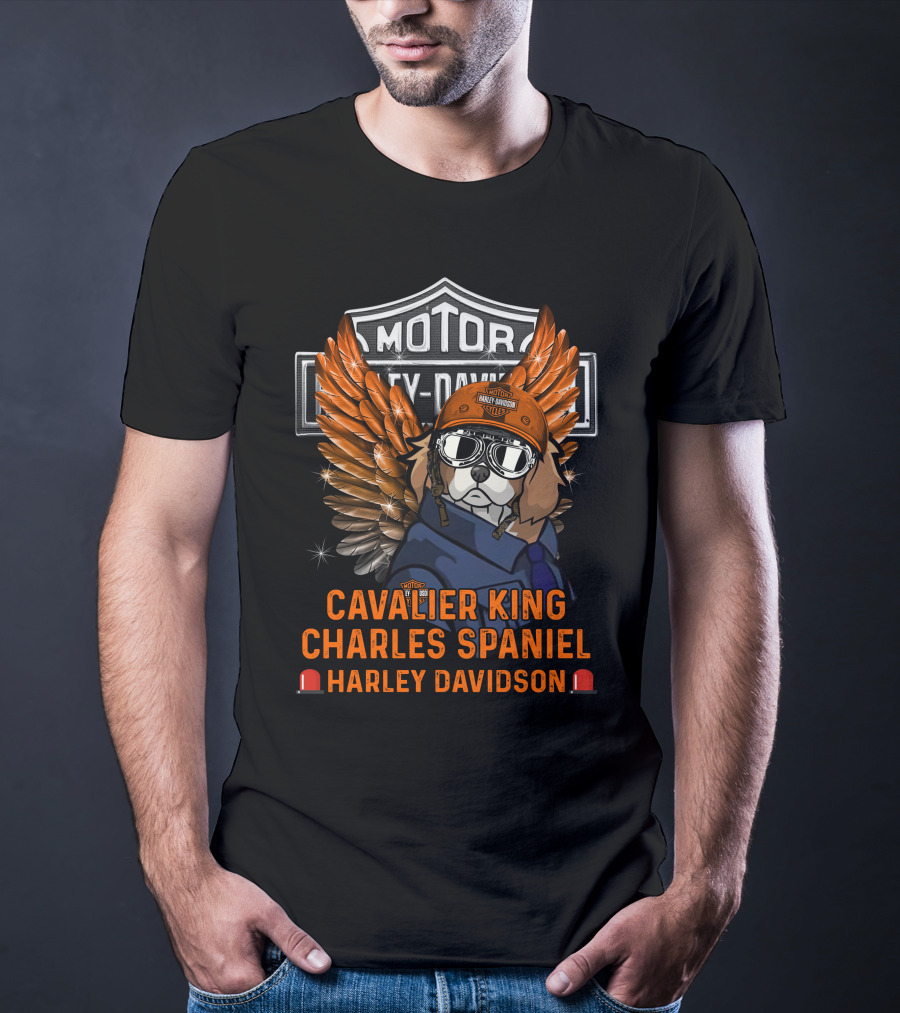Cavalier King Charles Spaniel Harley Davidson Motor Dogs T-Shirt