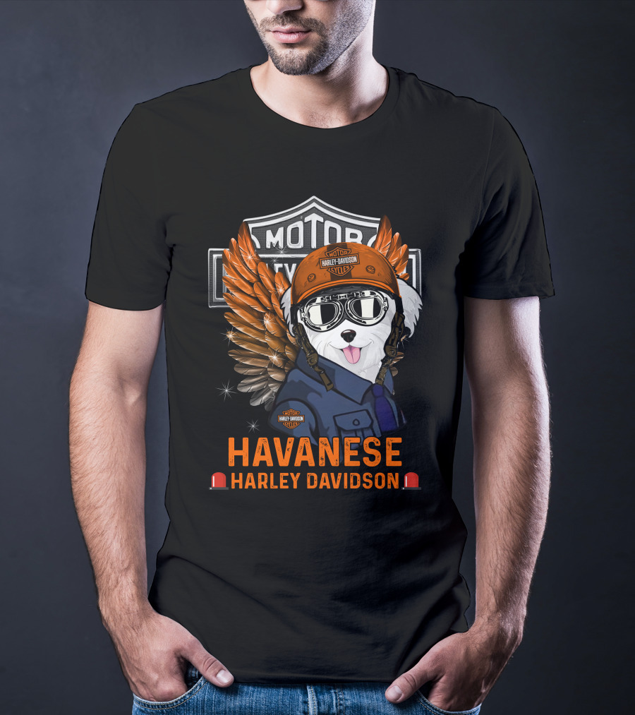Havanese Harley Davidson Motorcycles Winged Dog Helmet T-Shirt
