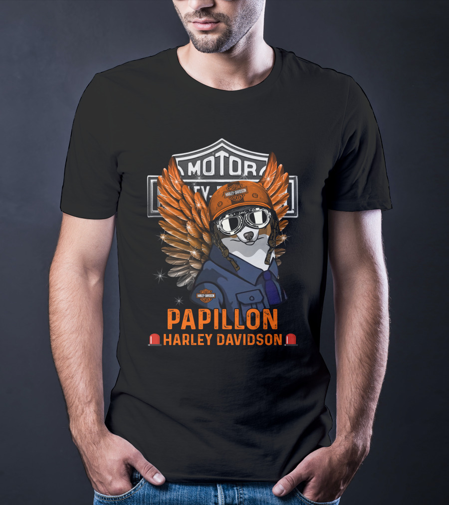 Papillon Harley Davidson Motorcycles 140 Angel Wings T-Shirt