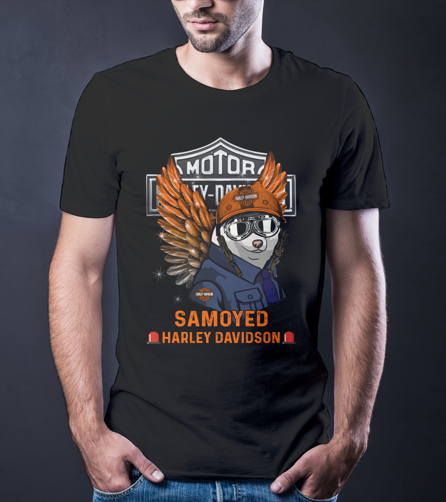 Motor Harley Davidson Samoyed Wings T-Shirt