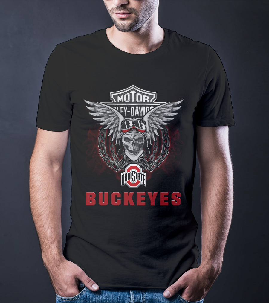 Motör Harley Davidson Buckeyes Ohio State Ncaa Football Fans T-Shirt