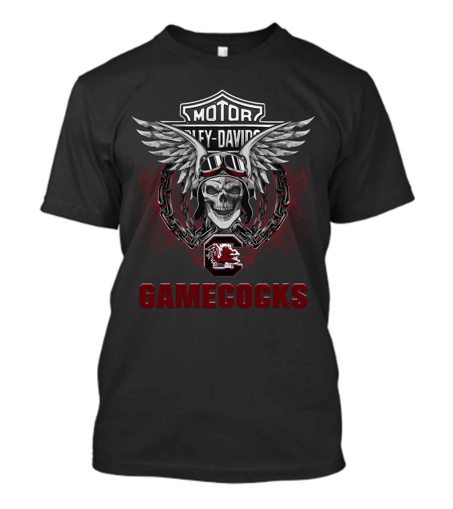 South Carolina Gamecocks Harley Davidson Ncaa Football Fans Skull Wings T-Shirt