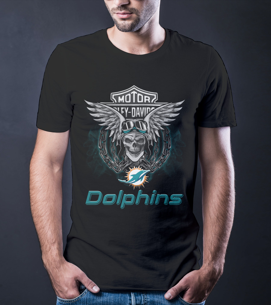 Motor Harley Davidson Miami Dolphins Nfl Football Fans T-Shirt