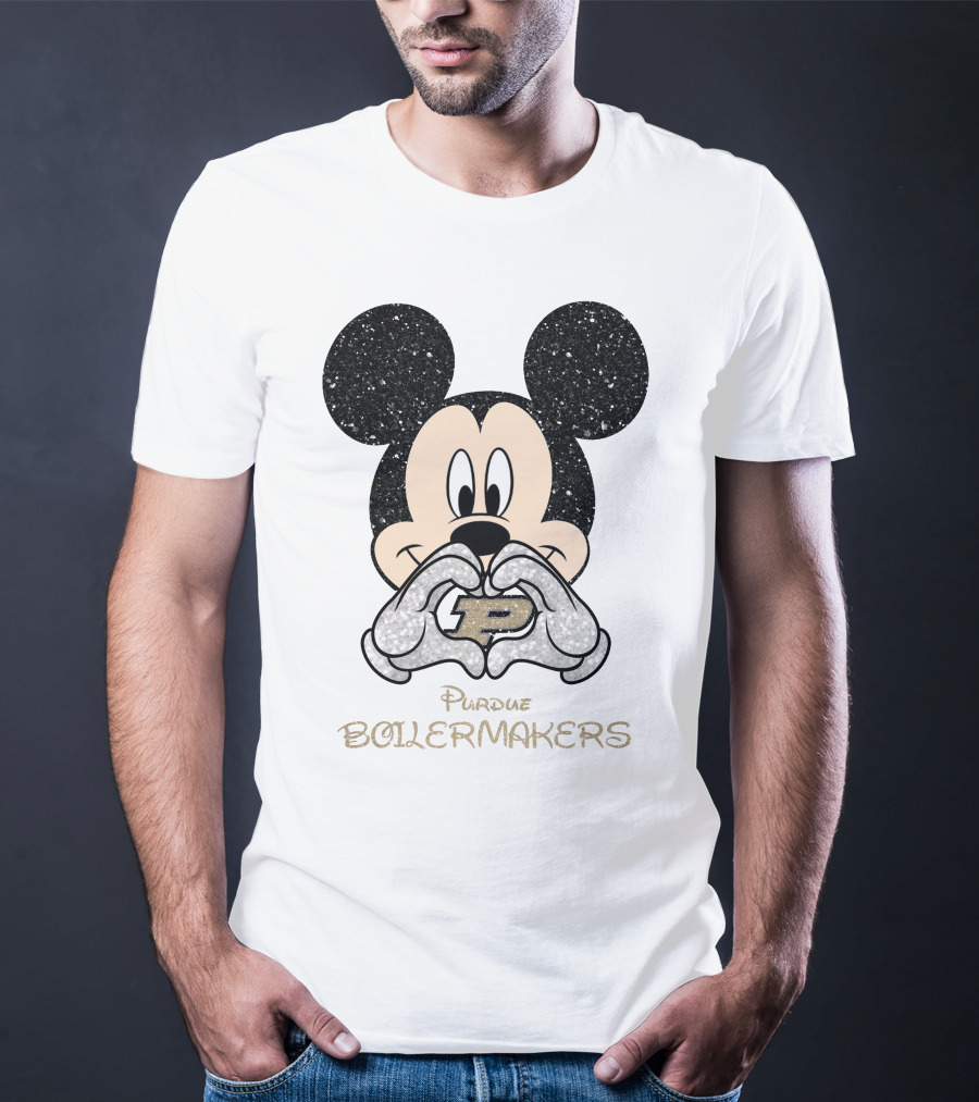 Purdue Boilermakers Mickey Mouse Heart Gesture T-Shirt