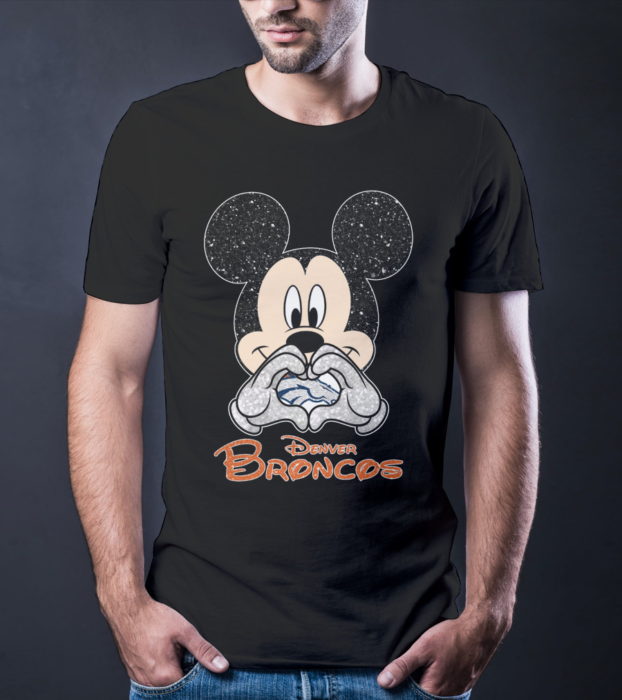 Mickey Denver Broncos Heart Hands T-Shirt