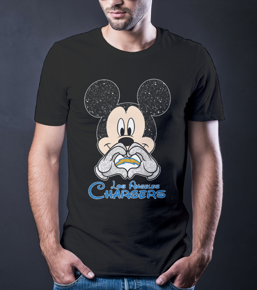 Mickey Los Angeles Chargers Heart T-Shirt