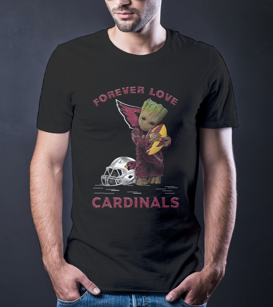 Forever Love Cardinals Groot Holding Football Helmet T-Shirt