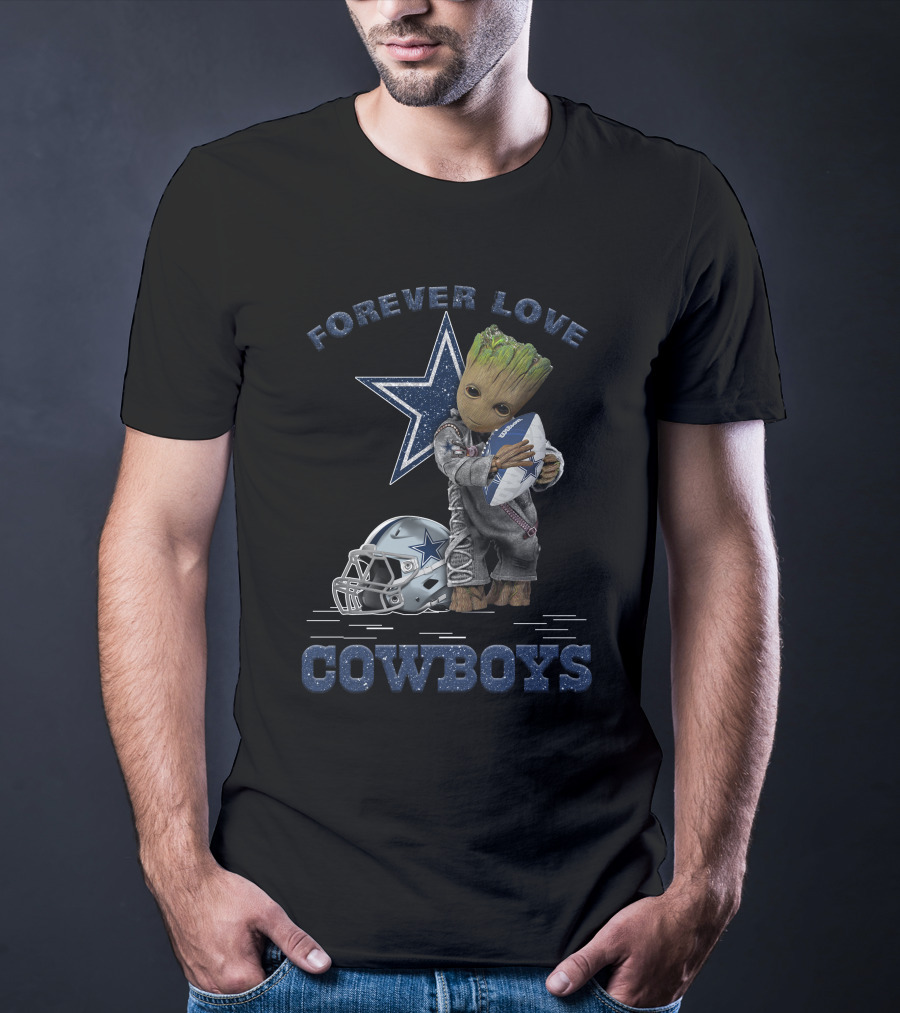 Forever Love Cowboys Groot Football Helmet Star T-Shirt
