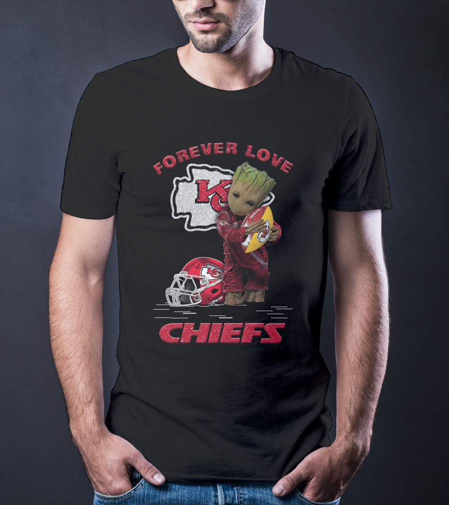 Forever Love Kansas City Chiefs Groot Football Helmet T-Shirt