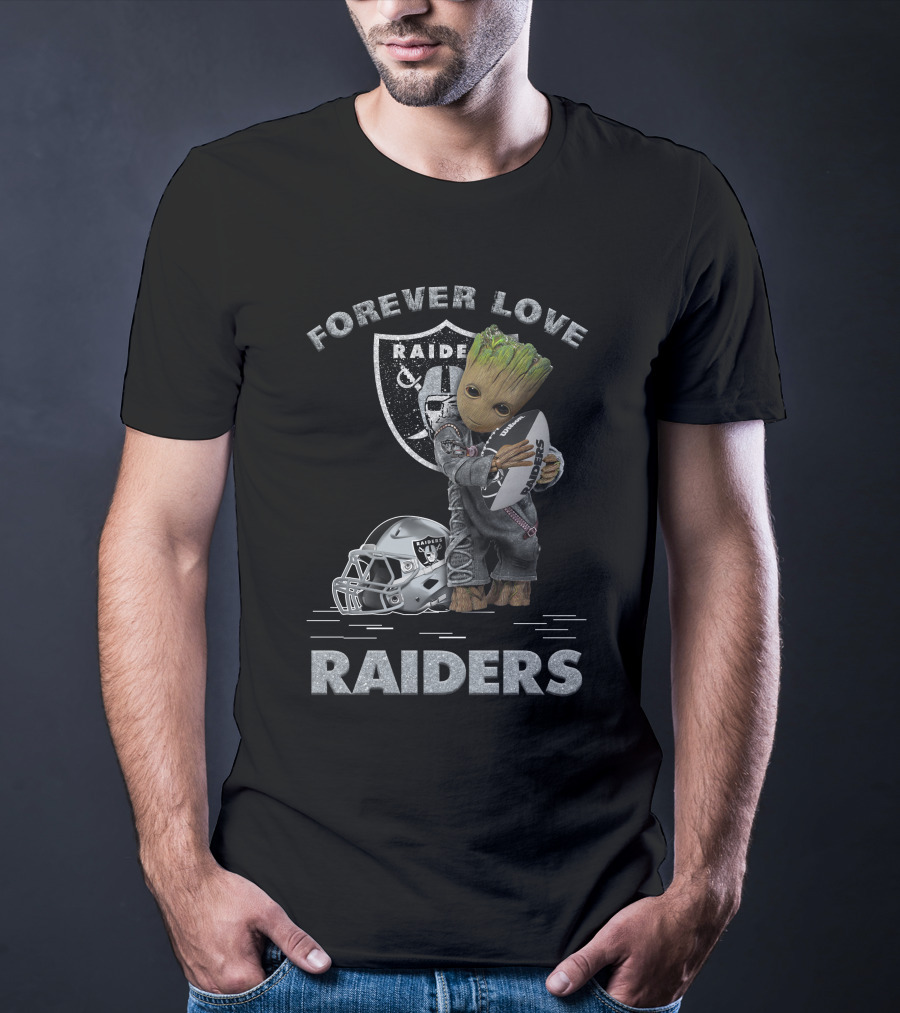 Forever Love Raiders Groot Holding Football Helmet T-Shirt