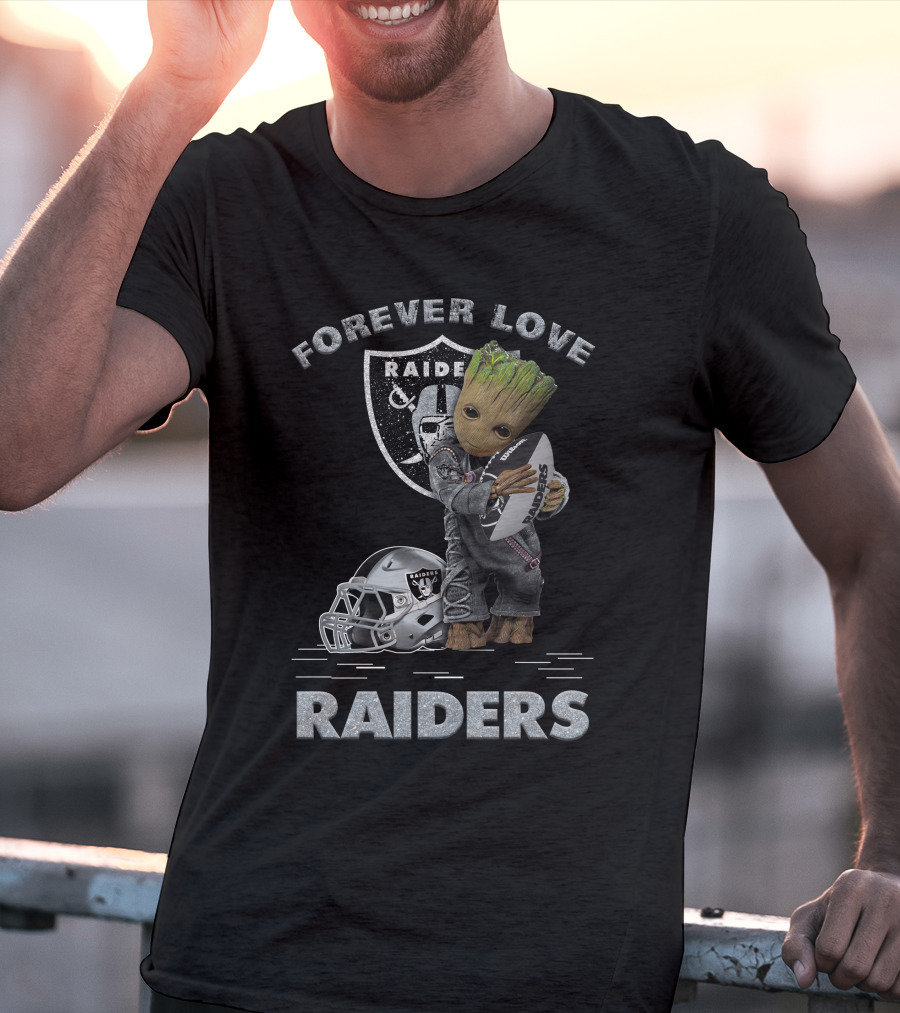 Forever Love Raiders Groot Holding Football Helmet T-Shirt