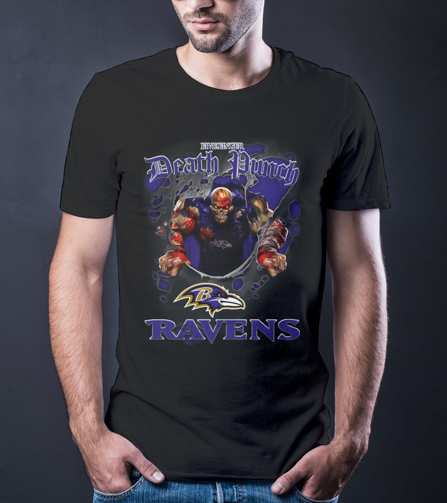 Five Finger Death Punch Baltimore Ravens Nfl Football Fans Ravens T-Shirt