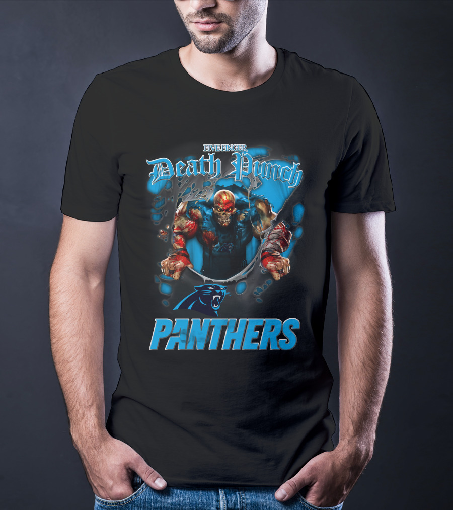 Five Finger Death Punch Carolina Panthers Nfl Football Fans T-Shirt