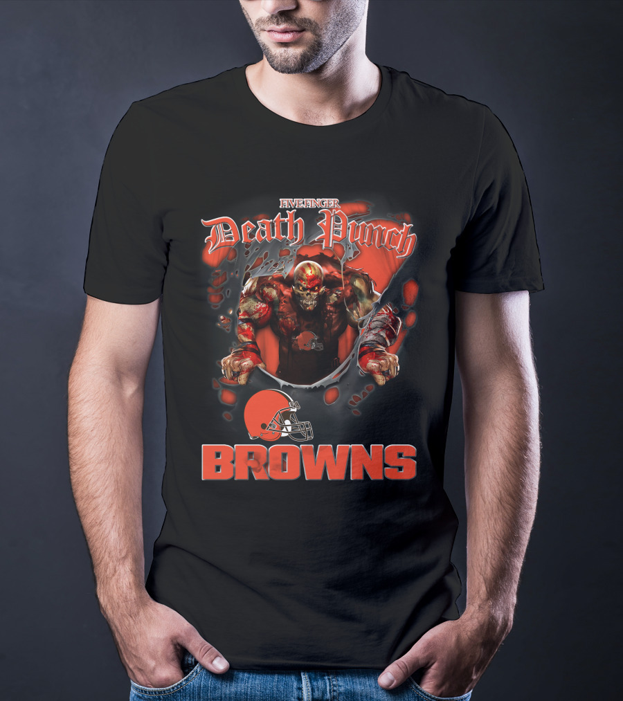 Five Finger Death Punch Cleveland Browns Nfl Football Fans T-Shirt