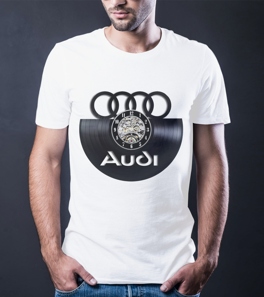 Audi Baronti Vinyl Clock With Four Rings And Gear Mechanism T-Shirt