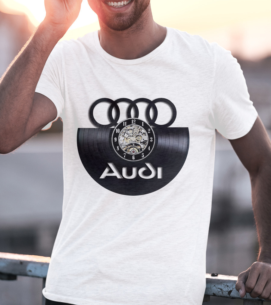 Audi Baronti Vinyl Clock With Four Rings And Gear Mechanism T-Shirt