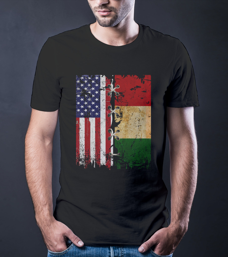American Italian Flags United In T-Shirt