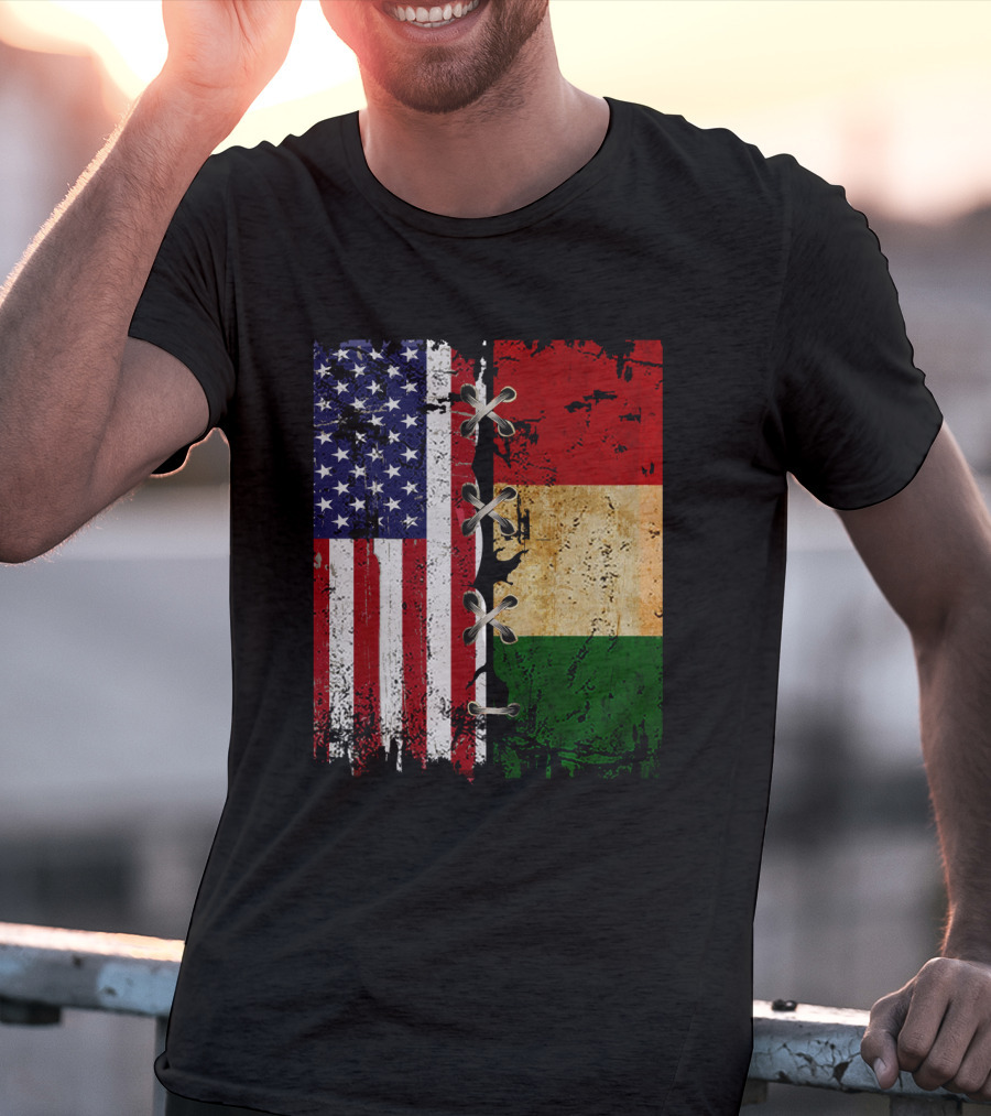 American Italian Flags United In T-Shirt