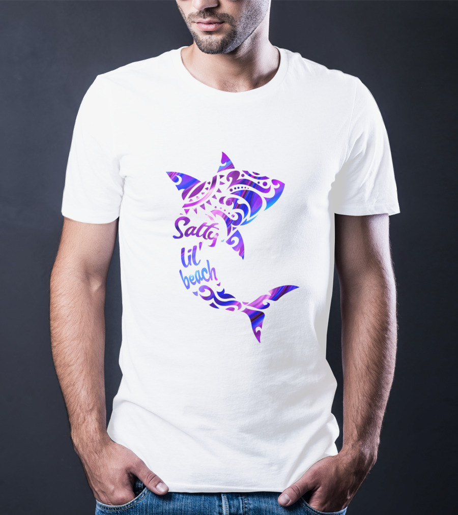 Salty Lil' Beach Shark Polynesian Tribal T-Shirt