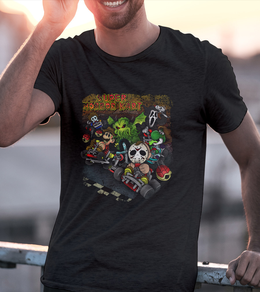 Super Horror Kart Characters In Nightmare Race Scene T-Shirt