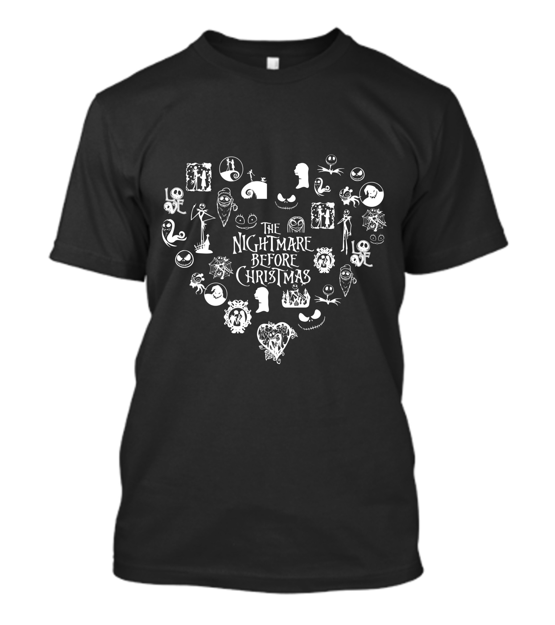 The Nightmare Before Christmas Heart-Shaped Icon Collage T-Shirt