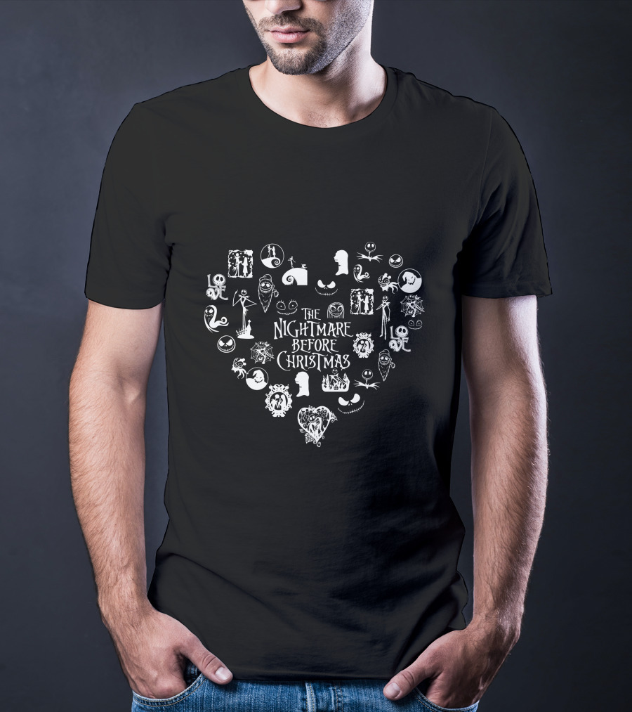The Nightmare Before Christmas Heart-Shaped Icon Collage T-Shirt