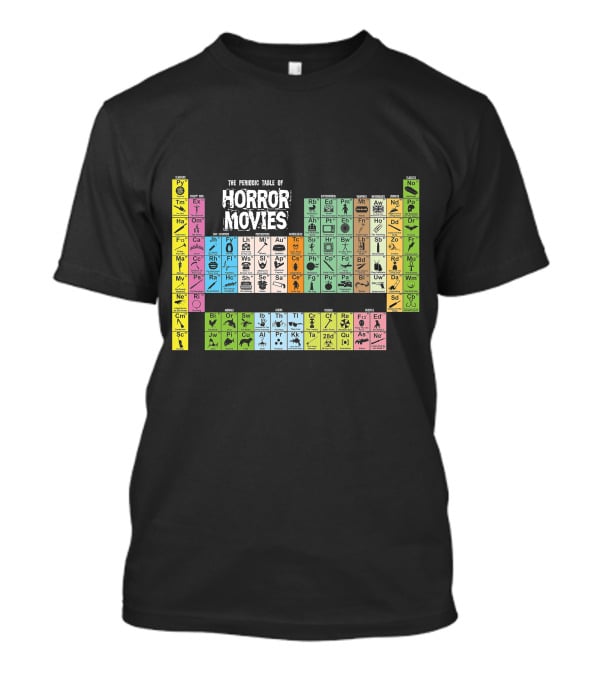 The Periodic Table Of Horror Movies Featuring Iconic Horror Movie Elements T-Shirt