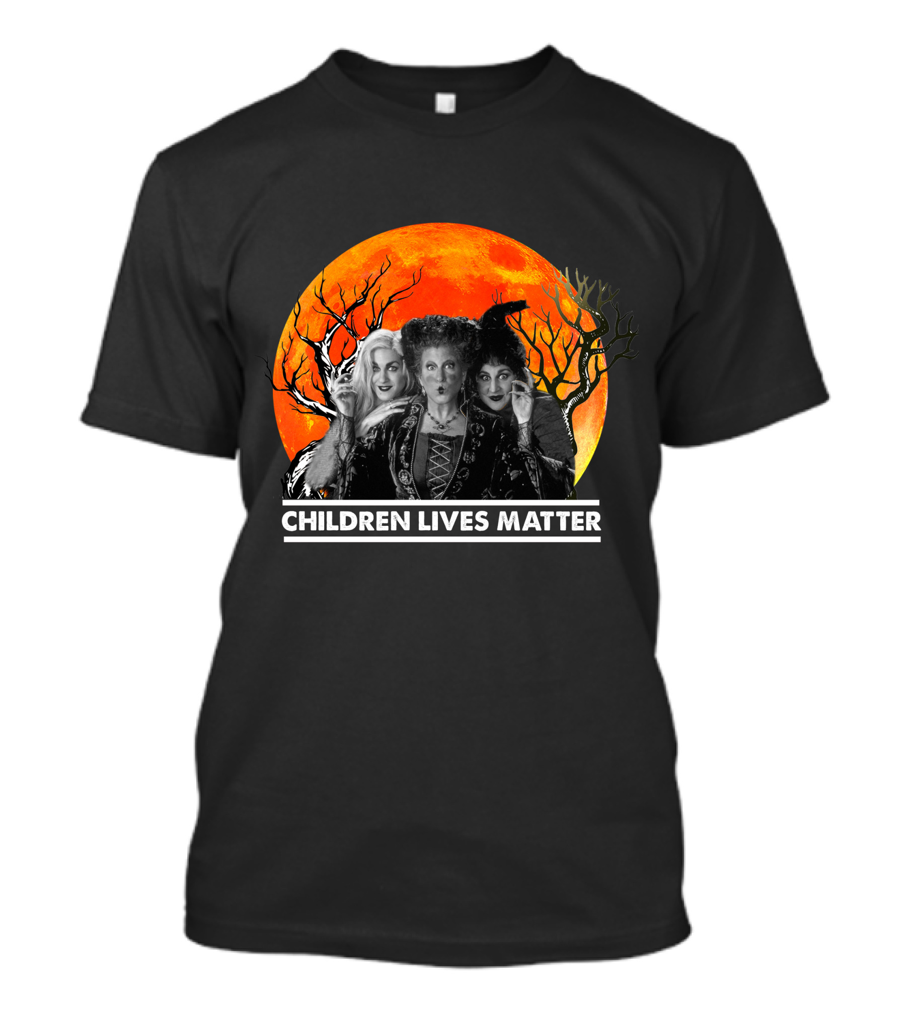 Children Lives Matter Witch Trio In Front Of Spooky Orange Moon And Trees T-Shirt