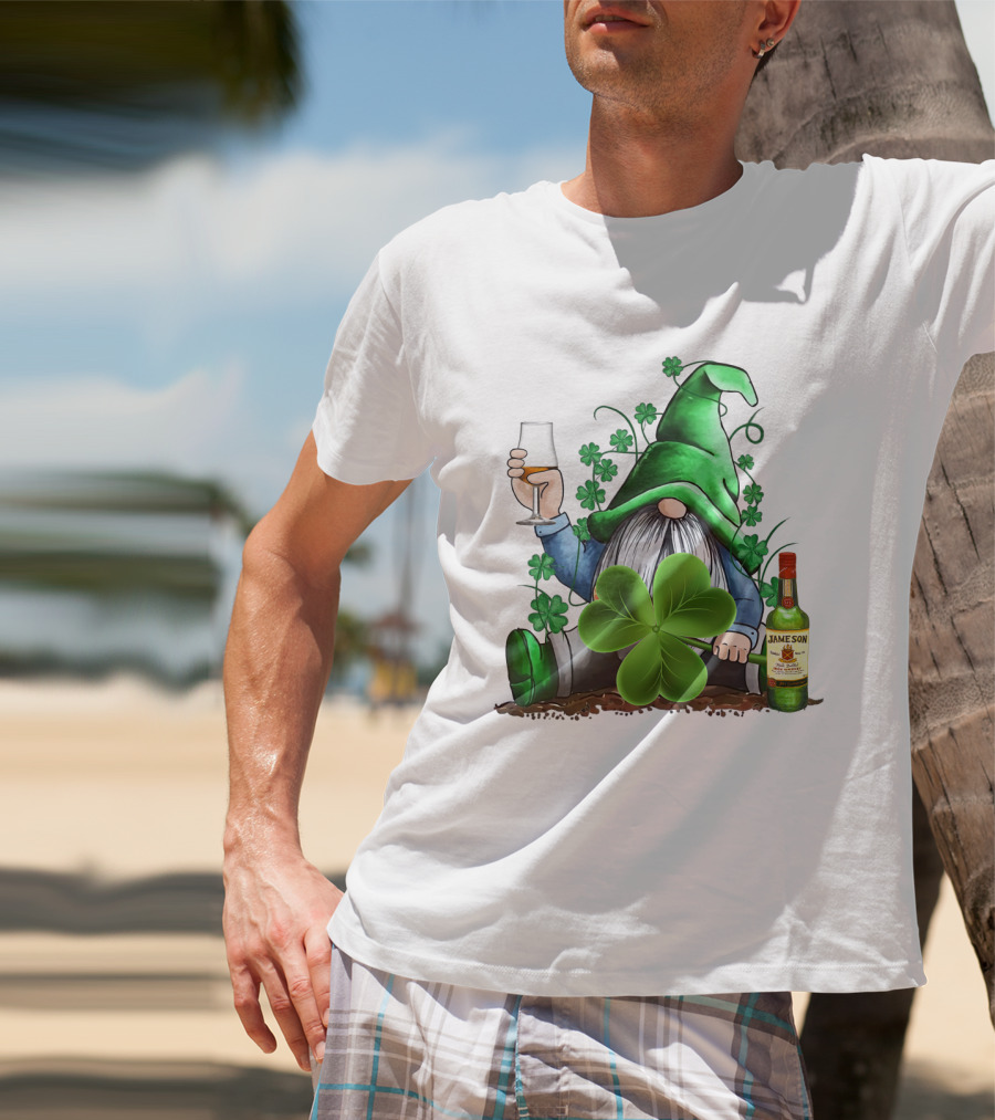 J A M E S O N Irish Gnome With Shamrocks And Whiskey T-Shirt