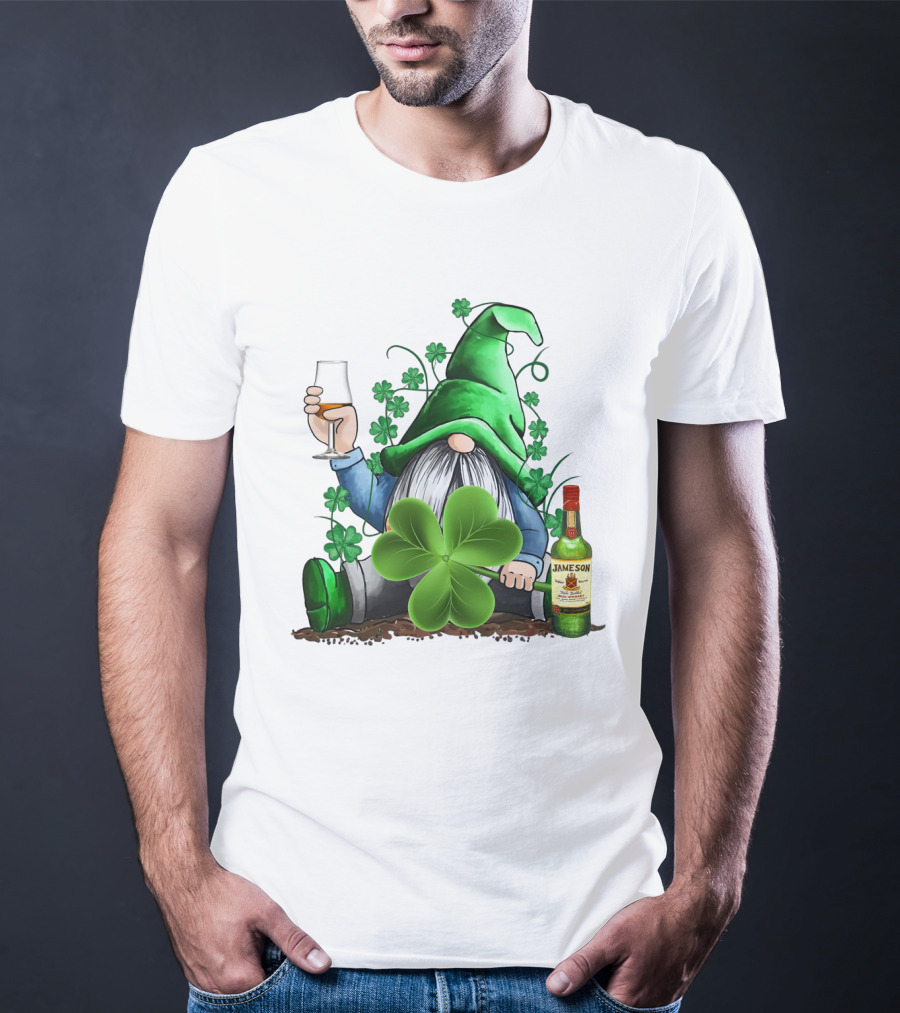 J A M E S O N Irish Gnome With Shamrocks And Whiskey T-Shirt