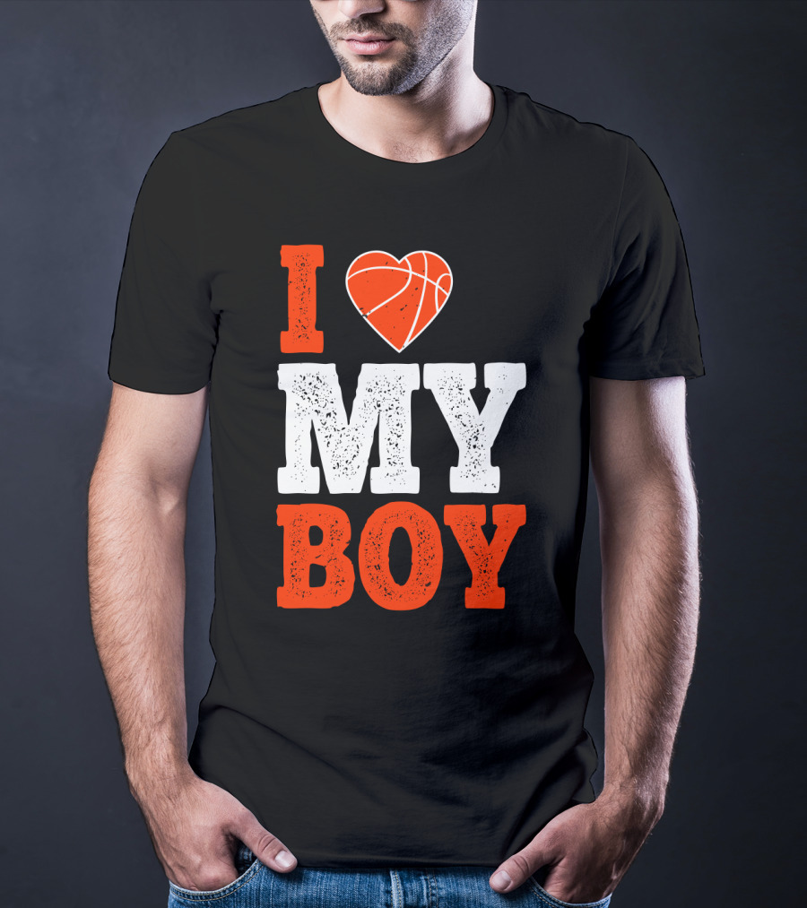 I Love My Boy Basketball Heart T-Shirt