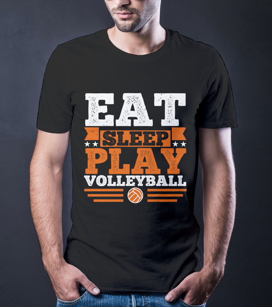 EAT SLEEP PLAY VOLLEYBALL Stars And Volleyball T-Shirt