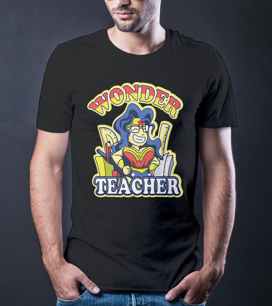 Wonder Teacher Superhero Parody With Classroom Tools T-Shirt