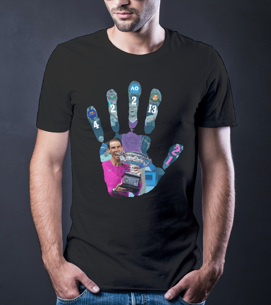 Nadal Champion 21 Hand Grand Slam Titles Victory T-Shirt