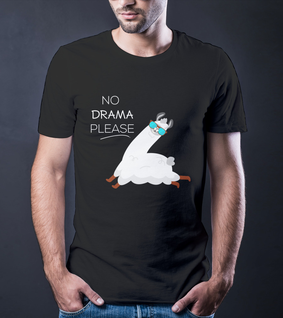 No Drama Please Cool Llama With Sunglasses T-Shirt