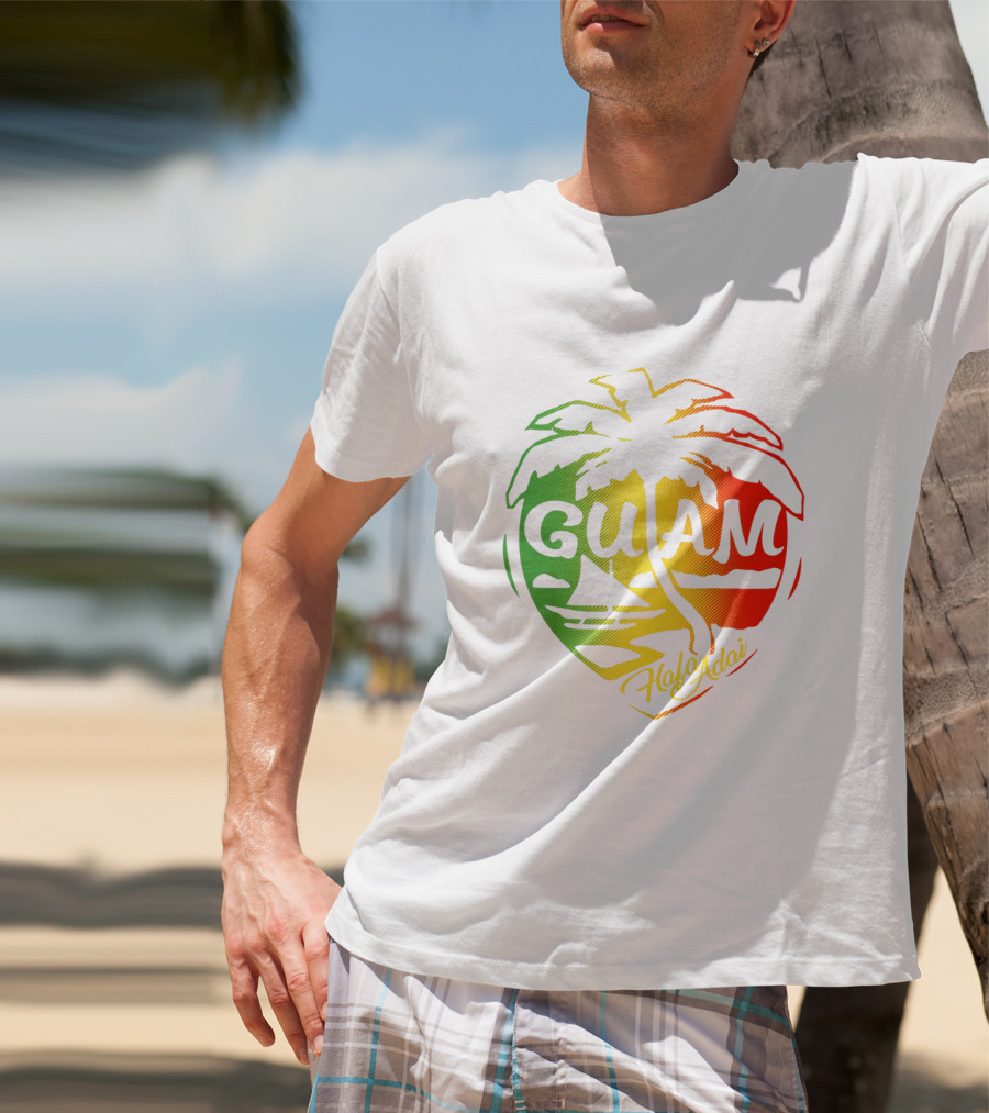 Guam Flag Islanders Pride Guamanian Chamorro History Hafa Adai Palm Tree Iconic T-Shirt