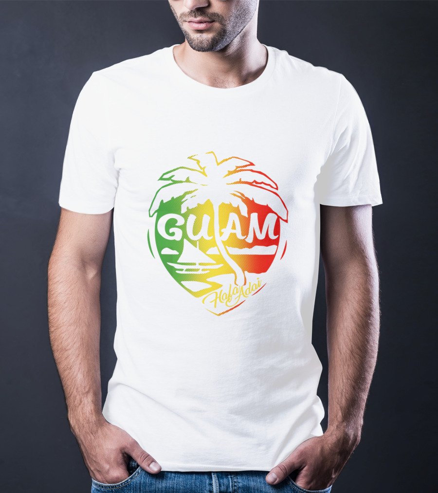 Guam Flag Islanders Pride Guamanian Chamorro History Hafa Adai Palm Tree Iconic T-Shirt