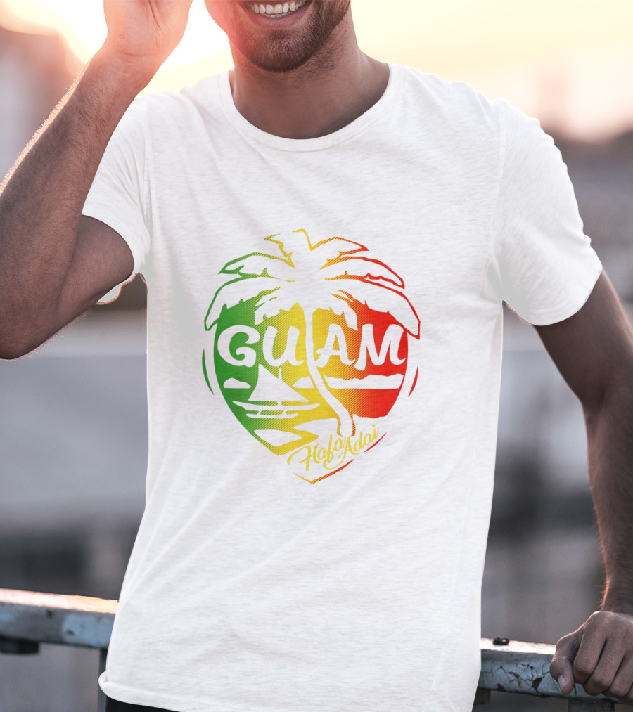 Guam Flag Islanders Pride Guamanian Chamorro History Hafa Adai Palm Tree Iconic T-Shirt