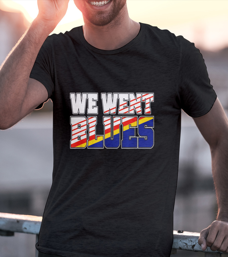 We Went Blues Patriotic Red White Blue Gold Stripes T-Shirt