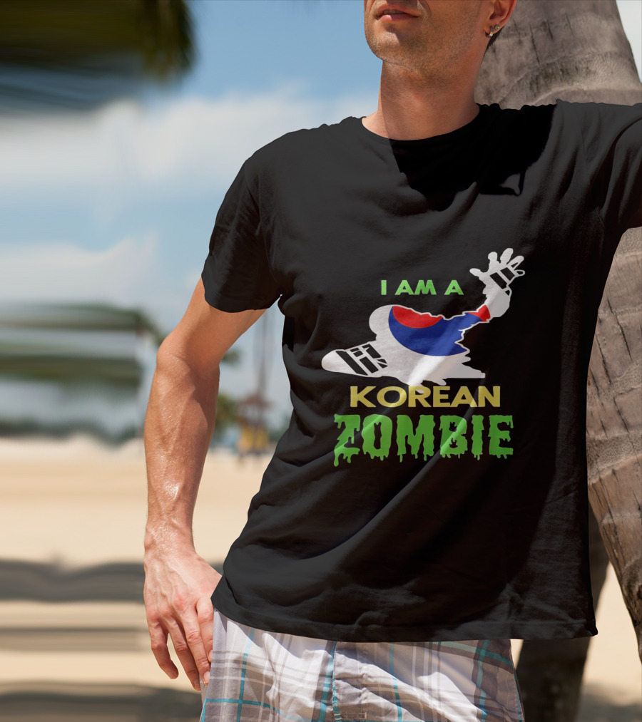 I Am A Korean Zombie Halloween Korean Flag Casual T-Shirt