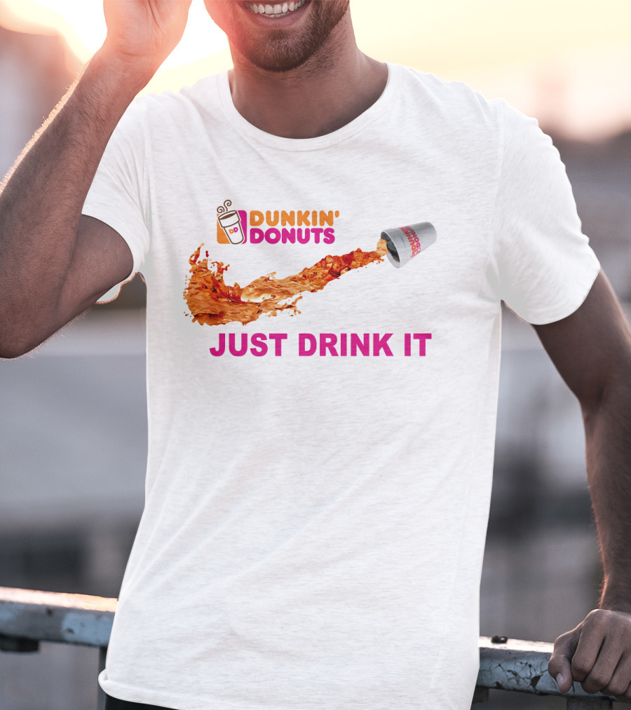 Dunkin Donuts Coffee Just Drink It Swoosh T-Shirt