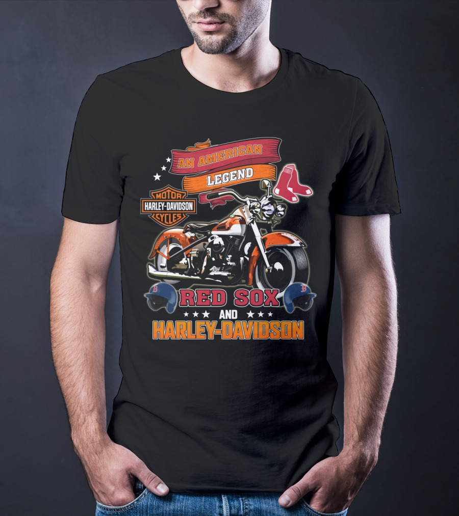 An American Legend Boston Red Sox Harley Davidson Motor Cycles T-Shirt