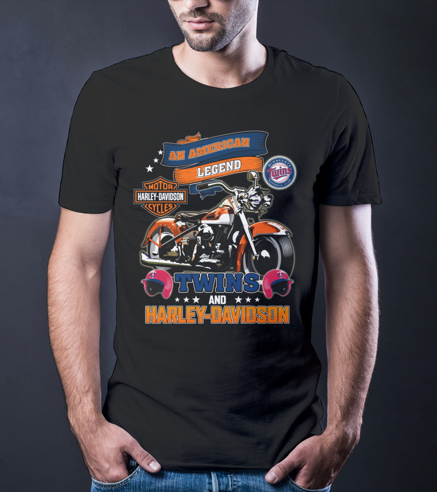 An American Legend Twins Harley Davidson Cycles Minnesota Baseball Club T-Shirt