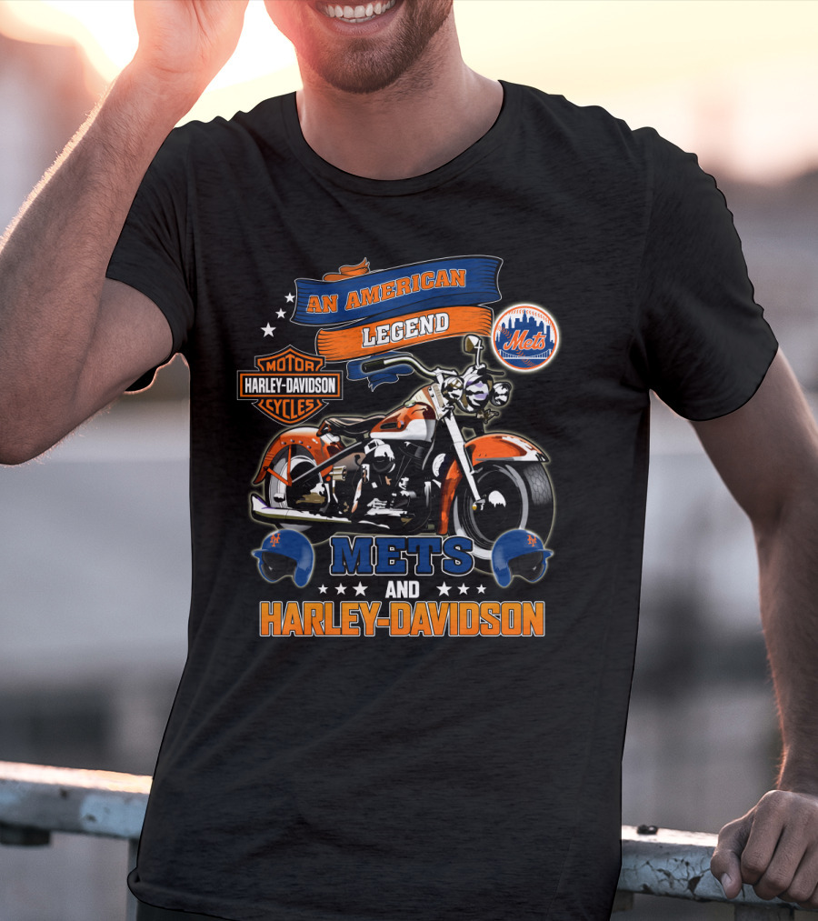 An American Legend Mets And Harley Davidson Motorcycles T-Shirt